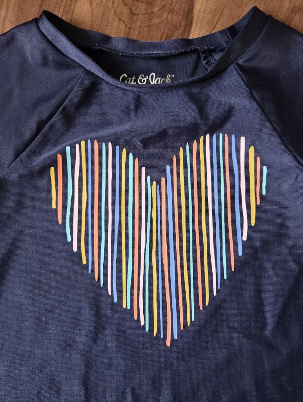 Cat & Jack 4T Navy Multicolor Heart Girls' Two-Piece Rashguard Swim Set VGUC